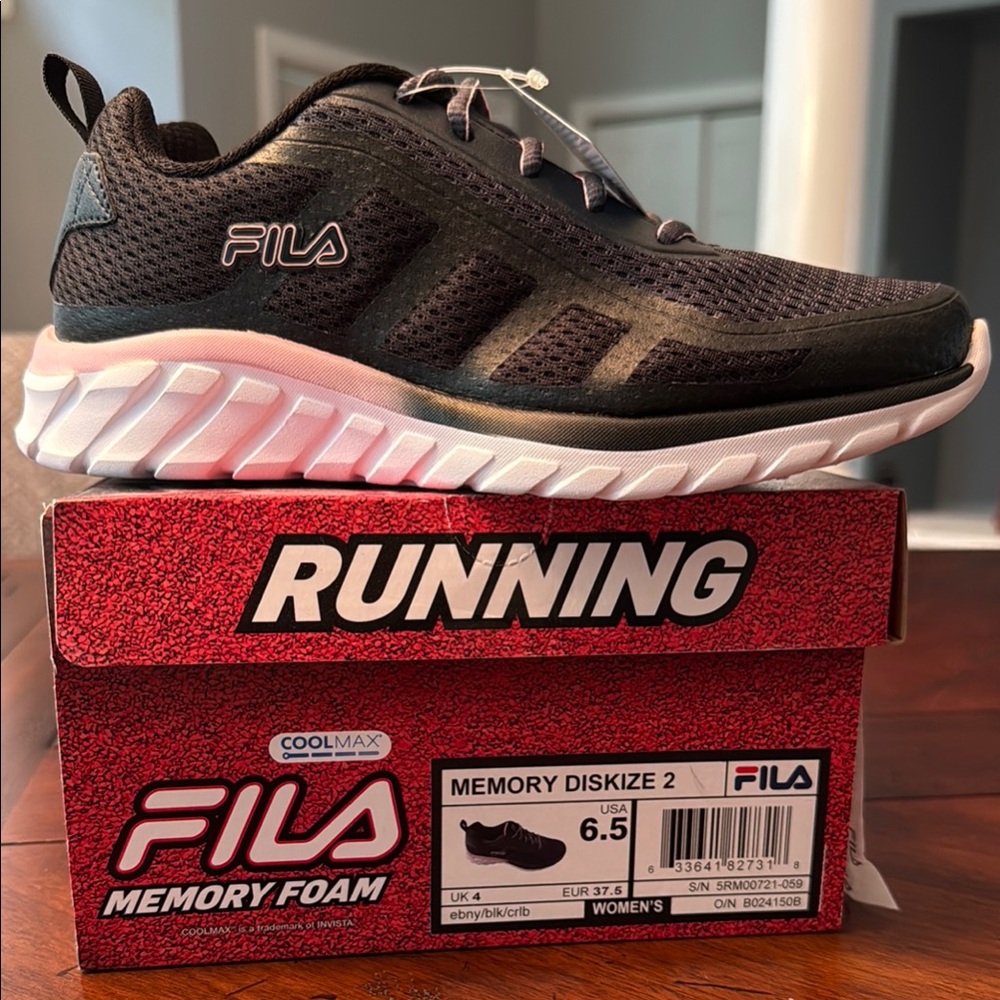 Fila Black and White Athletic Shoes with Cushioned Soles